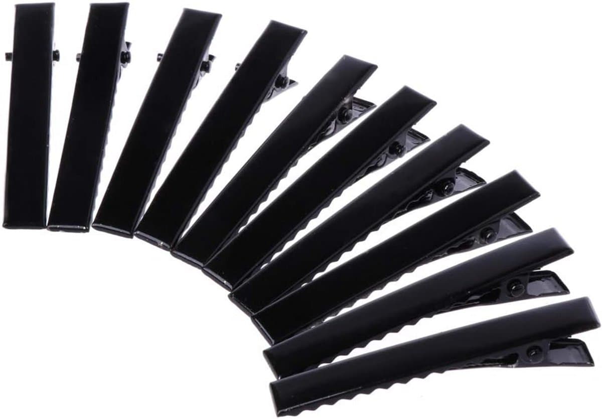 10x Zwarte Metalen Alligator Clips voor Haarspeldjes en Strikken DIY 5.5 cm — afbeelding 1
