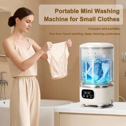Draagbare wasmachine, ultrasone wasmachine voor lingerie, kleine wasmachine, compact ontwerp, geschikt voor het wassen van bh's, sokken en kleine kledingstukken, ideaal voor thuis, op reis en buitenactiviteiten (wit). — thumbnail 5
