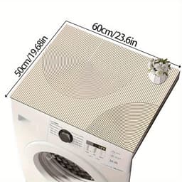1-delige moderne geometrische gestreepte beschermmat voor wasmachine en droger - Crèmekleurige antislip bovenzijde, duurzame beschermmat, geen installatie nodig, woondecoratie voor alle seizoenen, beschermmat voor wasmachine — thumbnail 2