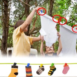 50 stuks - Was- en sokkenclips - Antislip kledingclips - Waslijnclips - Haken - Gekleurde clips - 5 kleuren - Zwart, rood, geel, blauw, groen - 2,8 cm - Gemakkelijk te organiseren - Tijdsbesparend — thumbnail 5