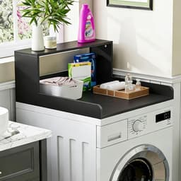 Wasmachine Werkblad - Droger Plateau - Opbergen Wasruimte - Met Randen - 80x80x15 cm - Zwart — thumbnail 1