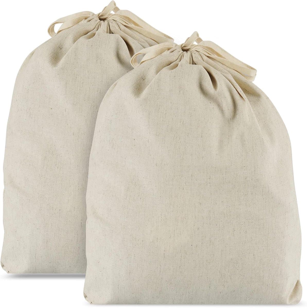 Famanu - 2 Pack oversized broodzakken voor zelfgemaakt brood, 38x33 cm (15x13 in), herbruikbare voedselopslag, zelfgemaakt brood, huishoudelijke opwarming, huwelijkscadeau, feest. Gemaakt van ademend linnen — afbeelding 1