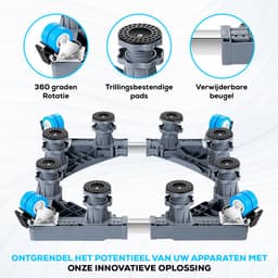 Fleau Home Wasmachine Verhoger PRO - Max 500KG - Met Wielen - Verstelbaar - Droger, Koelkast Kast - Meubelroller - Stapelkit - Opbouwmeubel - Grijs — thumbnail 2