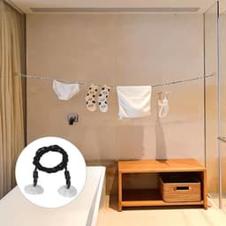 - Draagbare Reiswaslijn met Haken en Zuignappen voor Camping en Reizen - Intrekbare Kledingdrooglijn - Cruise Essentials - Binnen en Buiten - 2 Stuks — thumbnail 2