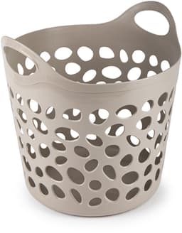 Plasticforte Flexibele wasmand/opbergmand - 2x - rond - beige - 62 liter - D40 x H39 cm — thumbnail 2