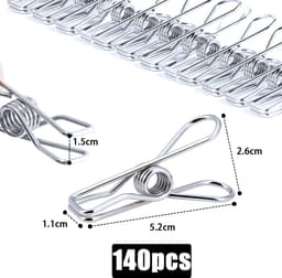 Ibenzoa® Roestvrijstalen Wasknijpers Set van 140 Stuks voor Kleding en Huishoudelijk Gebruik — thumbnail 3
