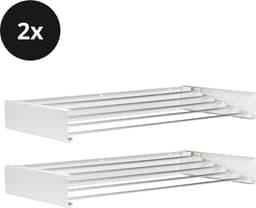 Vitapur Wasrek 2 stuks - Droogrek inklapbaar - Droogrekken - Wasrek hangend - Wasdroogrek - Droogrek inklapbaar - 80 x 40 cm - 4 meter drooglengte - Wit - 2 stuks — thumbnail 1