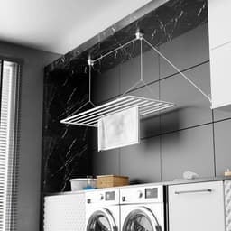 Droogrek radiator - Wit - 70 x 50 cm - Metaal met PVC-vrije coating - Plafondhanger voor kleding drogen — thumbnail 1