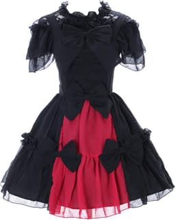 JL-656 zwart rood chiffon kant vampier Dark Gothic Lolita jurk kostuum cosplay, zwart, XL — thumbnail 1