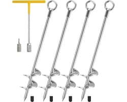 Grondanker Trampoline 4-pack, 76 cm schroefanker met T-greep & 14 mm booradapter, Erdanker Grondanker voor trampoline, overkappingen, schommel, paviljoen