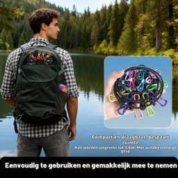 Draagbare Waslijn - Zwart - 180-360 cm - Intrekbaar met 12 Clips en 13 Positioneringsgespen - Voor Buiten en Binnen — thumbnail 2