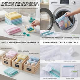 Kleine Waszakken voor Wasmachine - Multicolor - 13 x 12 cm - Fijne Honingraatstructuur met Verborgen Rits - Voor Sokken en Lingerie — thumbnail 4