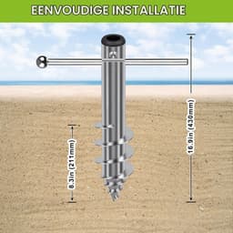 Parasol Grondanker - Afneembare Handgreep - 42 cm - Stabiele Grondhouder voor 3-5 cm Paal - Voor Tuin en Strand — thumbnail 4