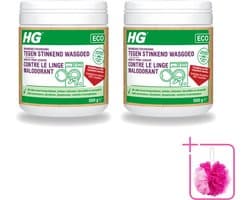 2 x HG ECO - Wasmiddeltoevoeging Tegen Stinkend Wasgoed - Effectieve Formule - 16 Wasbeurten - 500 g - Bulkverpakking - Wasmiddel - Douchemop - Stankmoleculen