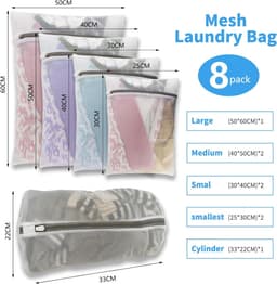 Waszakken, 8 stuks herbruikbare duurzame wasmachinetassen kleding beschermen wasnetten voor delicate blouse, kousen, T-shirt, sokken, ondergoed, beha, babykleding — thumbnail 3