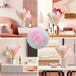 120 droogbloemen pampasgras 40 cm roze pampasgras voor bruiloft huis party decoratieve vaas — thumbnail 3