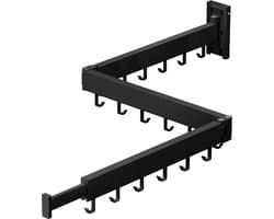 Wasrek - Wanddroogrek - Droogrek Muur - Inklapbaar - Uitschuifbaar - Drietraps - Aluminium - Zwar