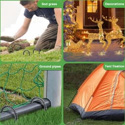 SnelShoppen - Pack van 8 U-vormige grondspikes 30 cm voor tenten, trampolines, schuttingen en luifels, roestvrij staal, duurzaam en weerbestendig voor — thumbnail 4