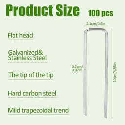 SnelShoppen - Ground Anchors Set van 100 - U-vormige Grondankers van Gegalvaniseerd Staal - Professionele Tuinnaalden voor Tuin, Camping en Bouw - Hea — thumbnail 4