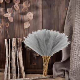 20 stuks pampasgras, 55 cm, kunstdroogbloemen, pampasgras, modern, woondecoratie, boeket, vaas, voor bruiloft, kantoor, slaapkamer, woonkamer (grijs) — thumbnail 2