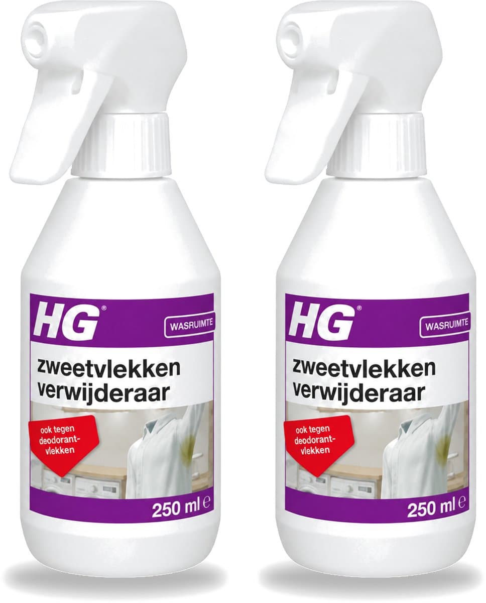 2 x HG - Wasruimte - Zweetvlekkenverwijderaar - Tegen Deodorantvlekken - 250 ml - Voordeelverpakking - 2 stuks — afbeelding 1