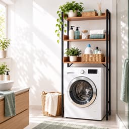 Wasmachine kast - 166x63x25 cm - natuur-zwart — thumbnail 2