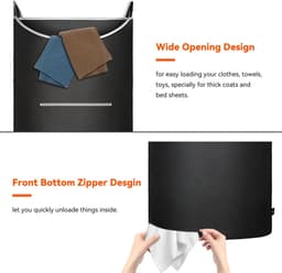 Wasverzamelaar voor overdeur, waszak om op te hangen, mand voor badkamer, kast, ruimtebesparende opslag, wasmand hangend met 2 stuks roestvrijstalen haken en 2 stuks zuignappen (89 x 56 cm — thumbnail 5