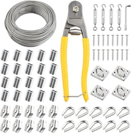 SnelShoppen - 50 m Kledinglijn Buiten met 67 Rvs Spankabels, 20 Ringclips, 4 Haakjes en 4 Spanning Locks voor Tuin, Camping en Buitenactiviteiten — thumbnail 1