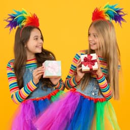 4 stuks regenboog dameskostuum, carnaval regenboog kostuum dames, met regenboog tule rok, kleurrijke veren hoofdband, regenboog-kniekousen, vingerloze handschoenen, voor carnaval, cosplay — thumbnail 4