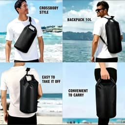 Bag Waterdichte tas, 10 l, waterdichte pakzak, waterdichte droogzak, waterdichte rugzak, pakzak, plunjezak, waterzak, wetbag, voor peddelboard-reizen — thumbnail 2