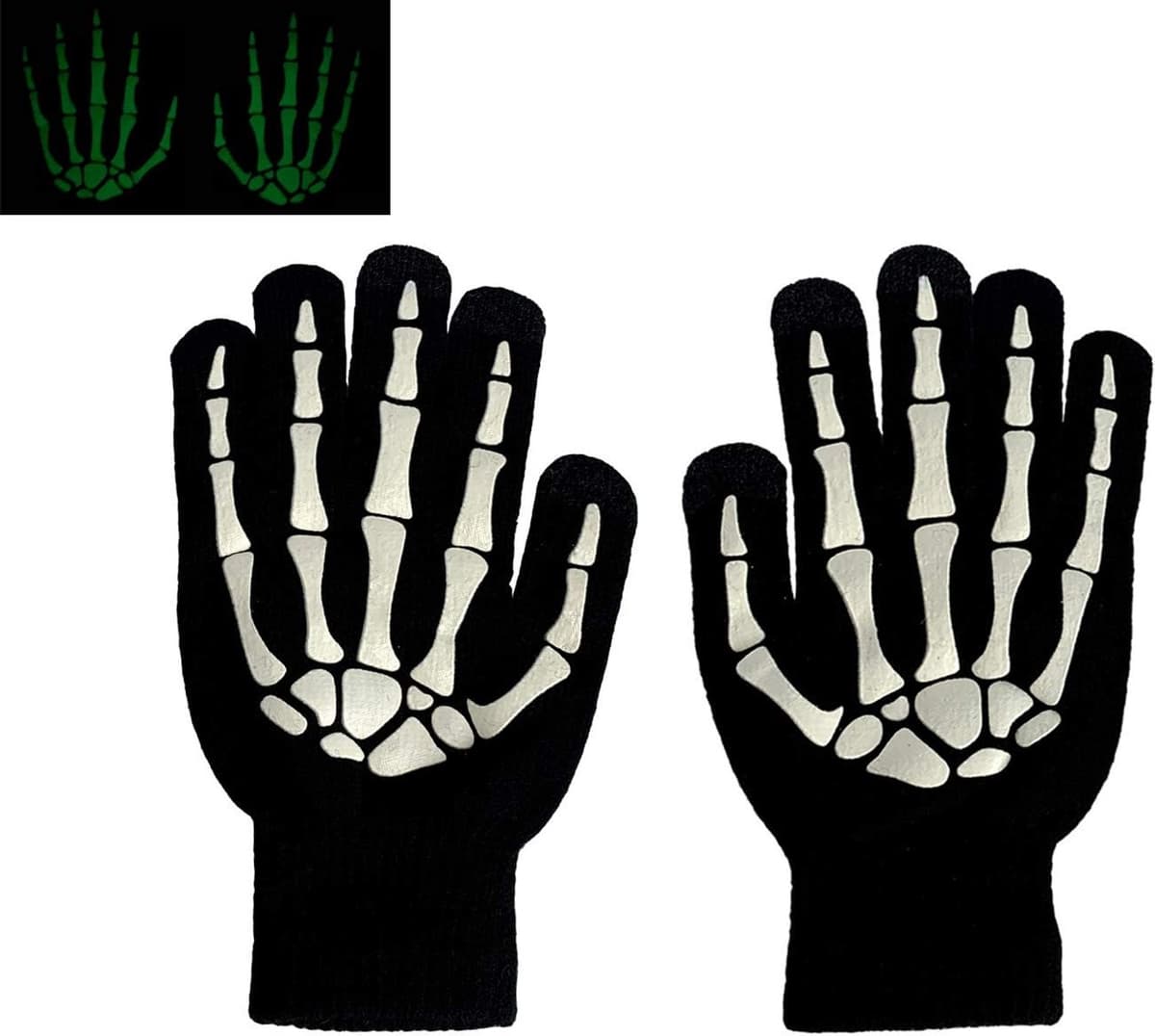 Volwassenen kinderen skelet bot handschoenen gloeien in de donkere volledige vinger handschoenen voor Halloween — afbeelding 1