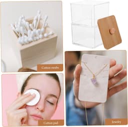 1set Transparante Opbergdoos Voor Badkamer Stapelbare Organisator Voor Wattenstaafjes Wattenbollen Make-up Pads Ruimtebesparende Opslagoplossing Voor Kapsels Accessoires — thumbnail 3