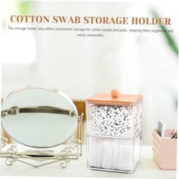 1set Stapelbare Transparante Organizer Voor Make-up Multifunctionele Opbergdoos Voor Wattenstaafjes Wattenpads Make-up Sponsjes Haaraccessoires Compacte Badkameroplossing — thumbnail 4