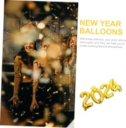 1set Ballonset Aluminiumfolie Ballonnen Voor Nieuwjaars Afstudeerfeesten Decoratieve Ballonnen Voor Verjaardagen Feestjes Gouden Metallic Ontwerp — thumbnail 3