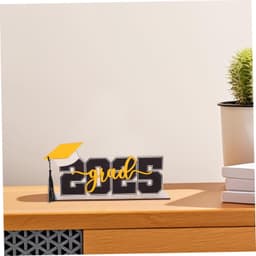 1set Houten Tafel Decoratie Voor Afstudeerfeest Elegante Centerpiece Met Letters Zwarte Tassel Voor Afstudeerfeest Versiering — thumbnail 3