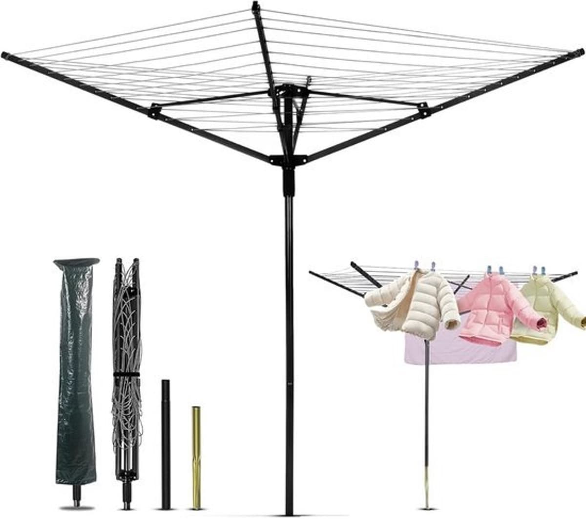 Droogmolen met voet - voor camping en thuis - Staand wasrek - Inklapbaar droogrek - Lichtgewicht — afbeelding 1