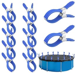 Grote Windvaste wasknijpers - 12 Stuks - 12 × 2 × 6,5 cm - RVS - Gordijnclips - Dekzeil Klemmen - Geschikt Voor Het Van Dekbedden, Sokken, Kleding En Zwembadafdekkingen - Kledingclips Van Metaal - Blauw — thumbnail 1