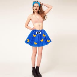 Volwassenen, meisjes, haarband met kruimelmonster + jupe in blauwe tule, voor Halloween, carnaval, cosplay — thumbnail 5