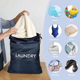 Waterdichte Waszakken Set van 2 - Opvouwbare Oxford Katoenen Tas voor Vuile Was, Perfect voor Reizen, Kamperen en Thuisgebruik — thumbnail 3