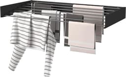 PolkaHome Wanddroogrek Inklapbaar XL - 120 cm - 8,4 m Drooglengte - Zwart — thumbnail 2