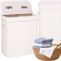Springos Wasmand | 100 Liter | 2 Vakken | Lights | Darks | Wit — thumbnail 4