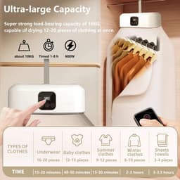North Collective Portable Droger - Droogrek Elektirsch - Draagbare Droger - Opvouwbaar - Snel Kleding Drogen - Ultra Stil - 10 kg Draaglast - Wit — thumbnail 5