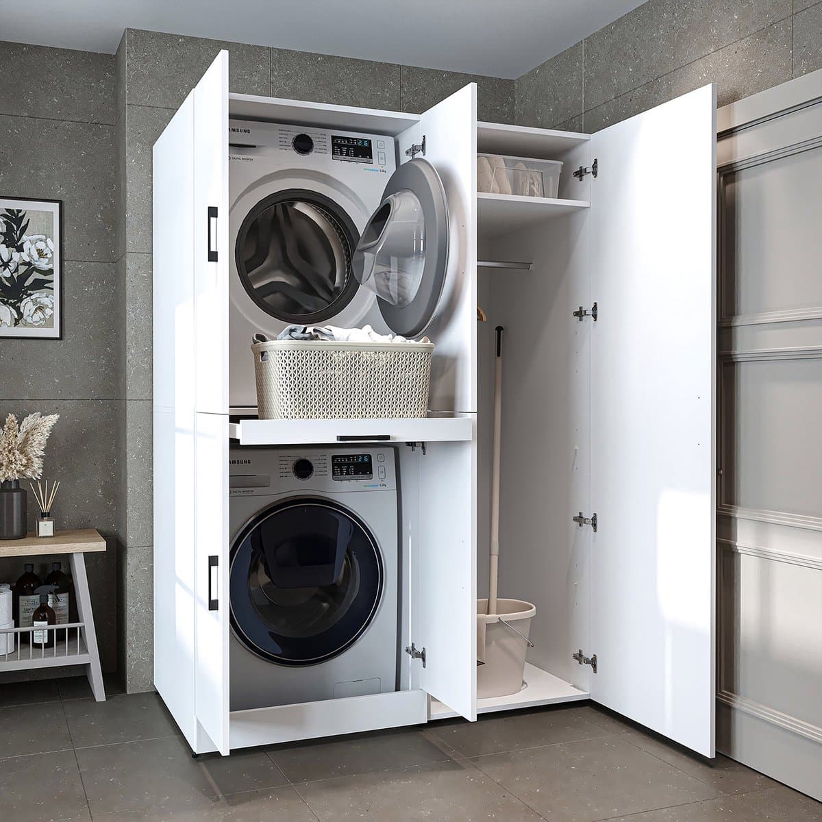 Roomart DORA-I Wasmachine Ombouwkast 130x186 cm - Wit — afbeelding 1