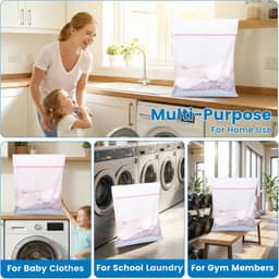 Waszakken - 90*90cm Waszak Groot - 1 set van 2 stuks - Waszak Wasmachine - Laundry bag - Waszakken - Wit — thumbnail 2