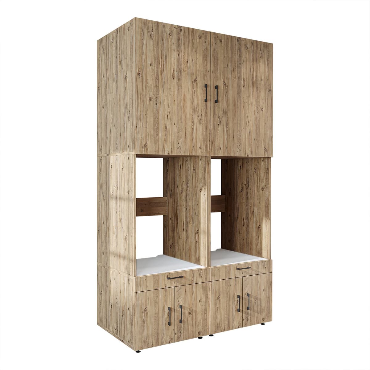 Roomart SERIE 3 Wasmachine Ombouwkast 134x240 cm - Dubbele Kast voor 2 Apparaten - Eiken — afbeelding 1