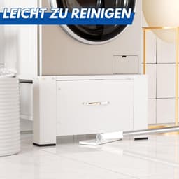 Wasmachine-onderstel met lade tot 150 kg, wasmachineverhoging met lade, wasmachineonderkast sokkel max. stalen voetstuk 62,5 x 54,5 x 32,5 cm, wit — thumbnail 2