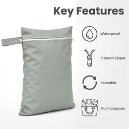 Set van 2 natte zakken, wetbag, zwemspullen, tas voor natte badspullen, dry bag, kleuterschool, waszak, grijs — thumbnail 3