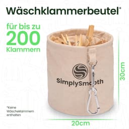 Wasknijperzak XL - Geschikt voor 200 wasknijpers - Met karabijnhaak en sluiting - 100% katoen — thumbnail 3