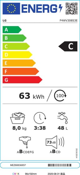 LG F4WV308S3E wasmachine Voorlader 8 kg 1400 RPM Wit — thumbnail 2