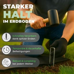 Novatool haringen grondanker 150x30x3mm 1000 stuks, roestvast, duurzaam en extreem stabiel, grondnagels grondhaken grondverankering, voor tenttuin onkruidbestrijding doek landschapsarchitectuur — thumbnail 5